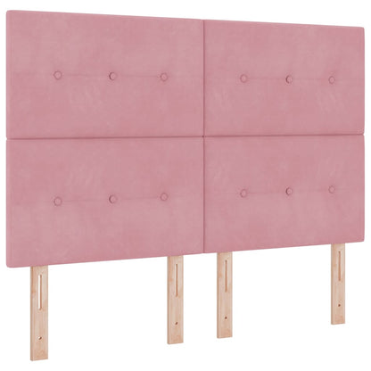 Letto a molle con materasso Rosa 160 x 200 cm Velluto