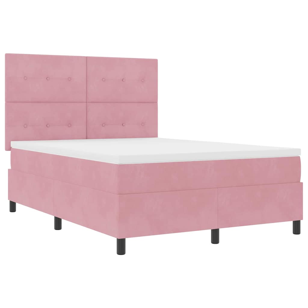 Letto a molle con materasso Rosa 160 x 200 cm Velluto
