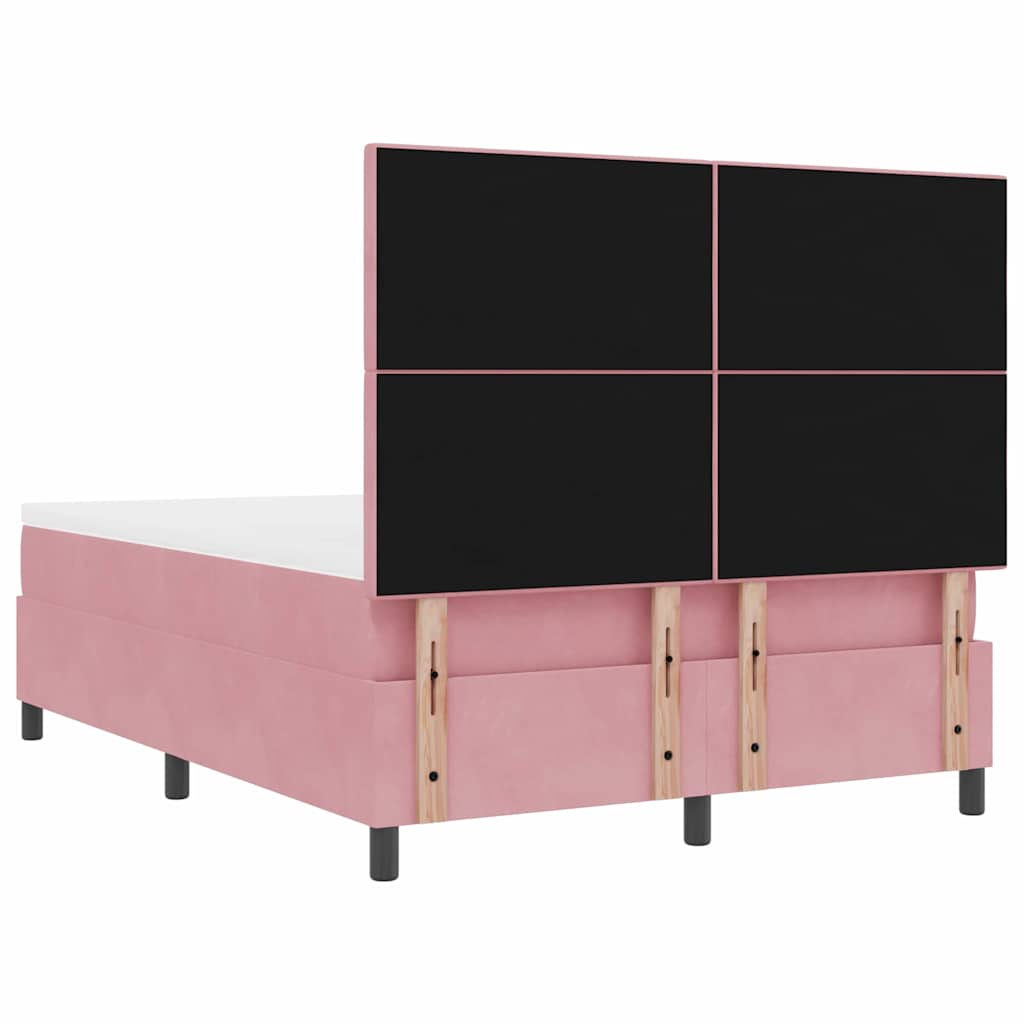 Letto a molle con materasso Rosa 160 x 200 cm Velluto