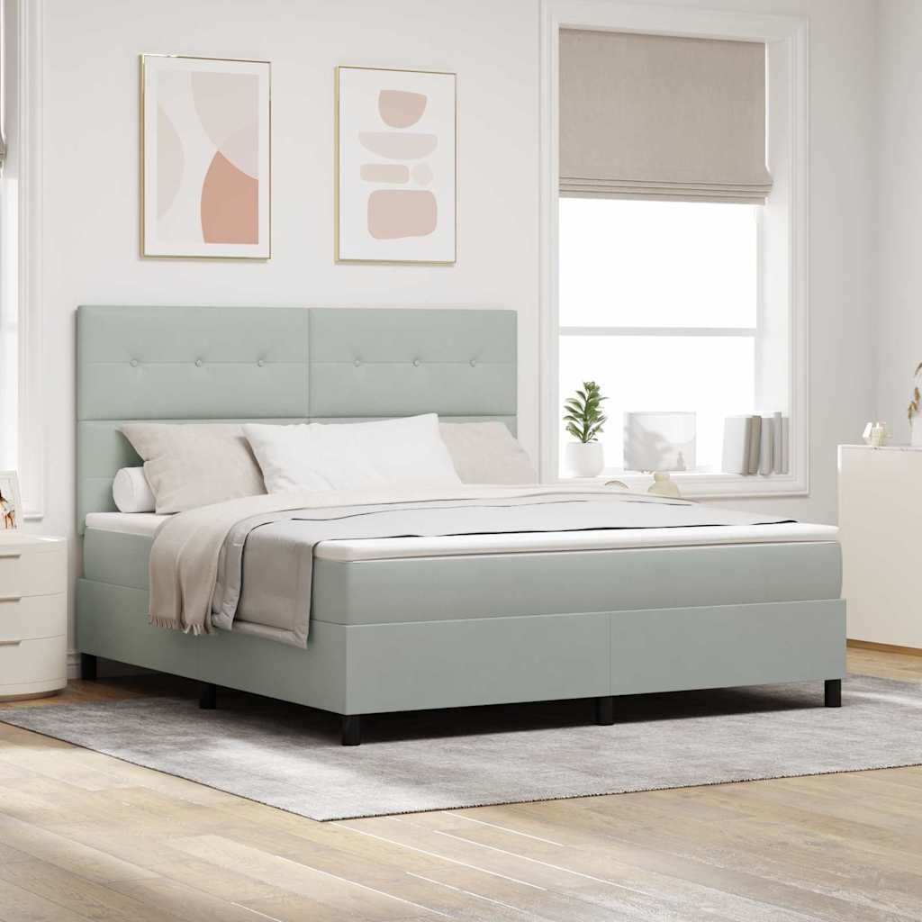 Letto a molle con materasso Grigio chiaro 180 x 200 cm Velluto