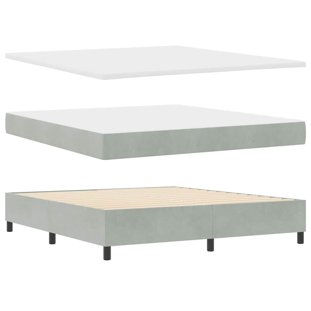Letto a molle con materasso Grigio chiaro 180 x 200 cm Velluto | homemem39