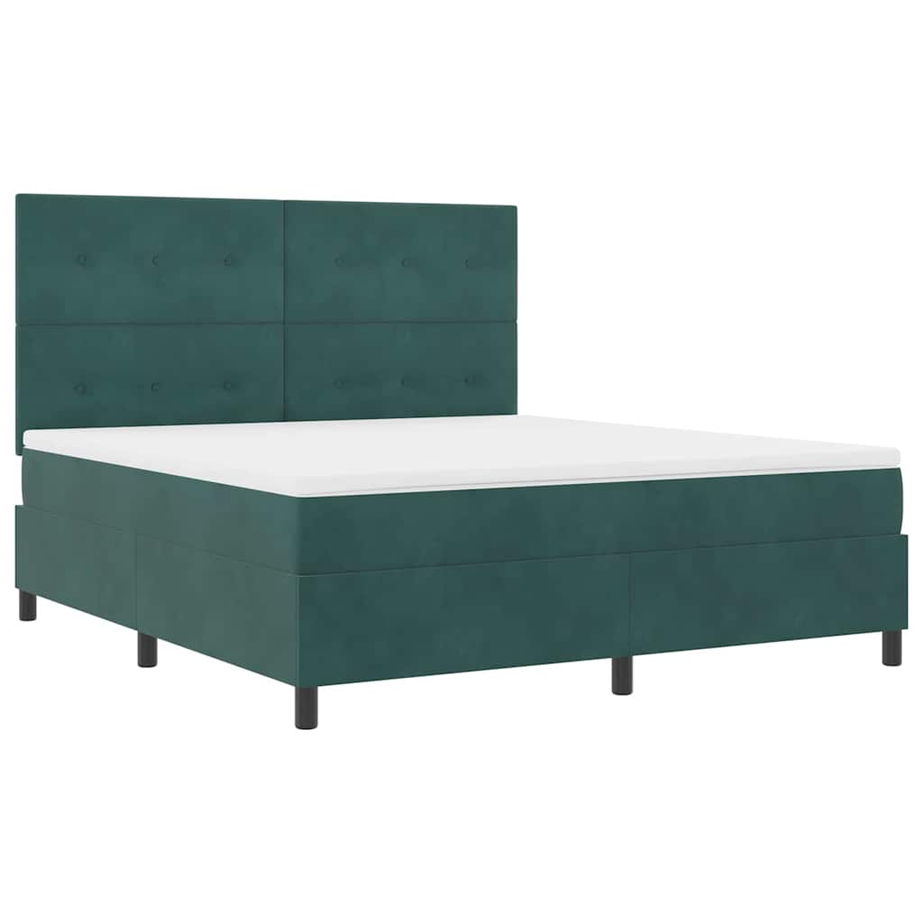 Letto a molle con materasso Verde Scuro 180 x 200 cm Tessuto