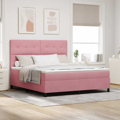 Letto a molle con materasso Rosa 180 x 200 cm Velluto | homemem39