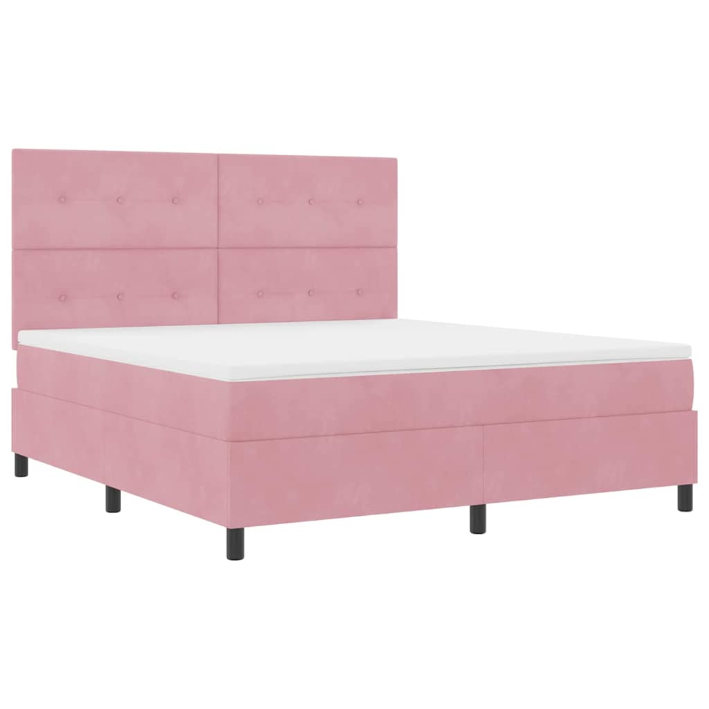 Letto a molle con materasso Rosa 180 x 200 cm Velluto | homemem39