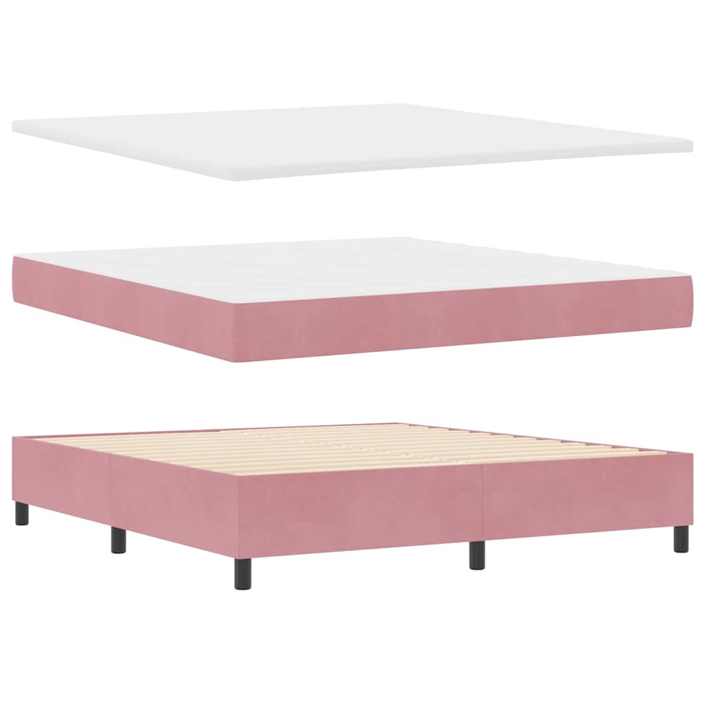Letto a molle con materasso Rosa 180 x 200 cm Velluto | homemem39