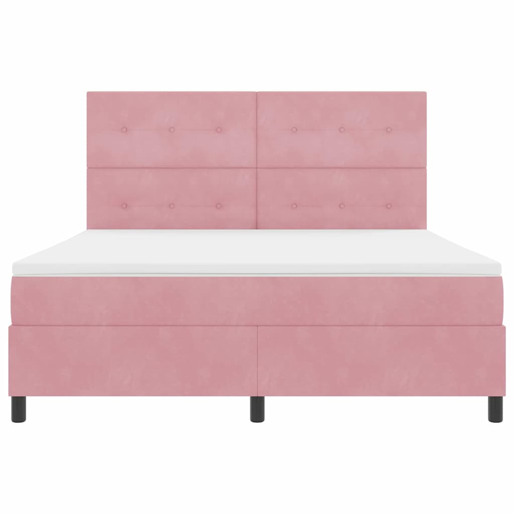 Letto a molle con materasso Rosa 180 x 200 cm Velluto | homemem39