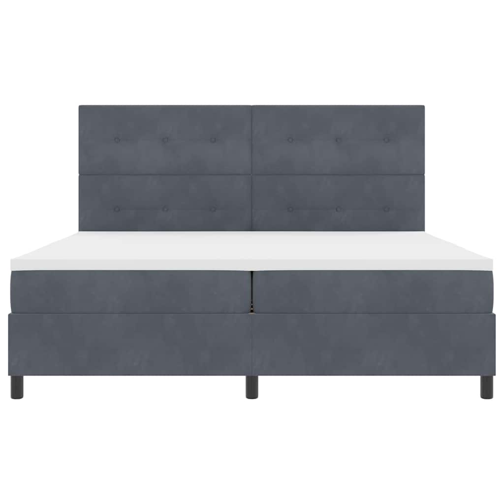 Letto a molle con materasso Grigio scuro 200 x 200 cm Velluto | homemem39