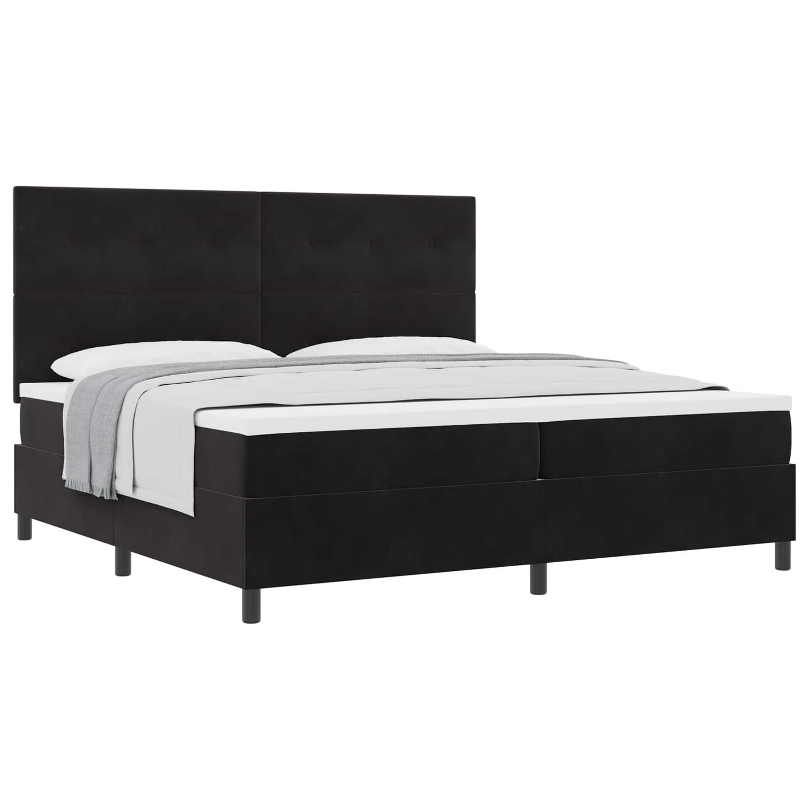 Letto a molle con materasso Nero 200 x 200 cm Velluto | homemem39
