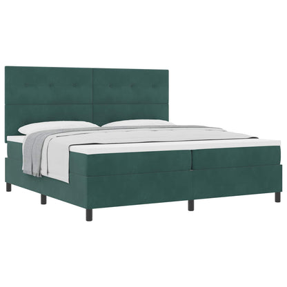 Letto a molle con testiera Verde Scuro 200 x 200 cm Velluto
