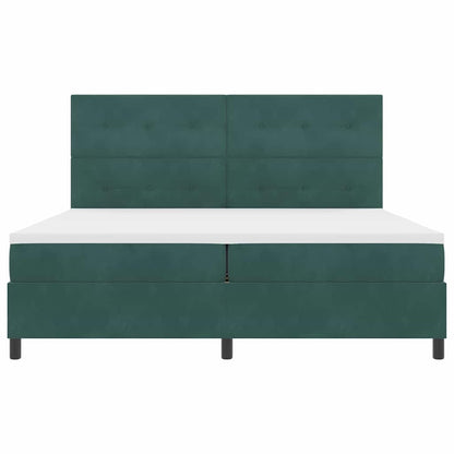 Letto a molle con materasso Verde Scuro 200 x 200 cm Velluto | homemem39