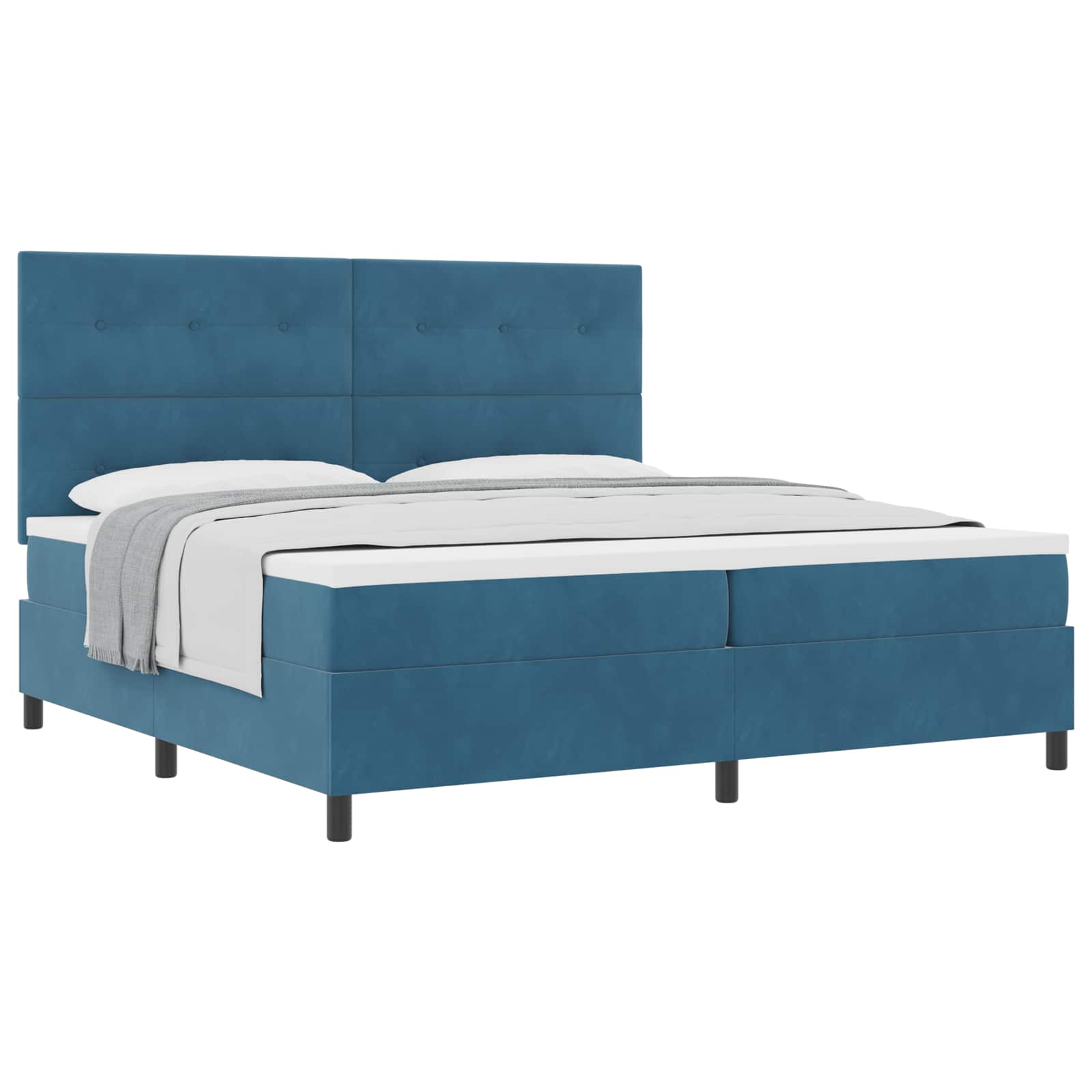 Letto a molle con materasso Blu Scuro 200 x 200 cm Velluto | homemem39
