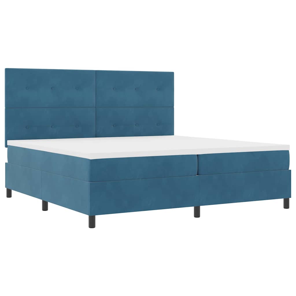 Letto a molle con materasso Blu Scuro 200 x 200 cm Velluto | homemem39