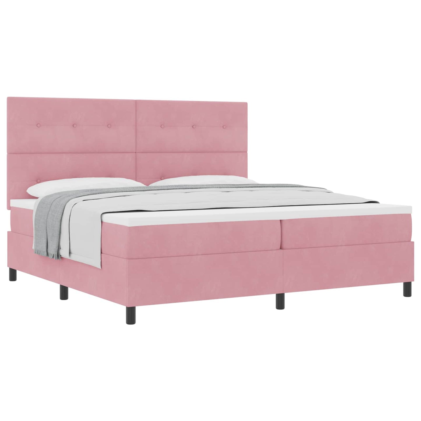 Letto a molle con testiera Rosa 200 x 200 cm Velluto | homemem39