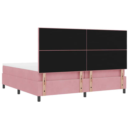 Letto a molle con testiera Rosa 200 x 200 cm Velluto | homemem39