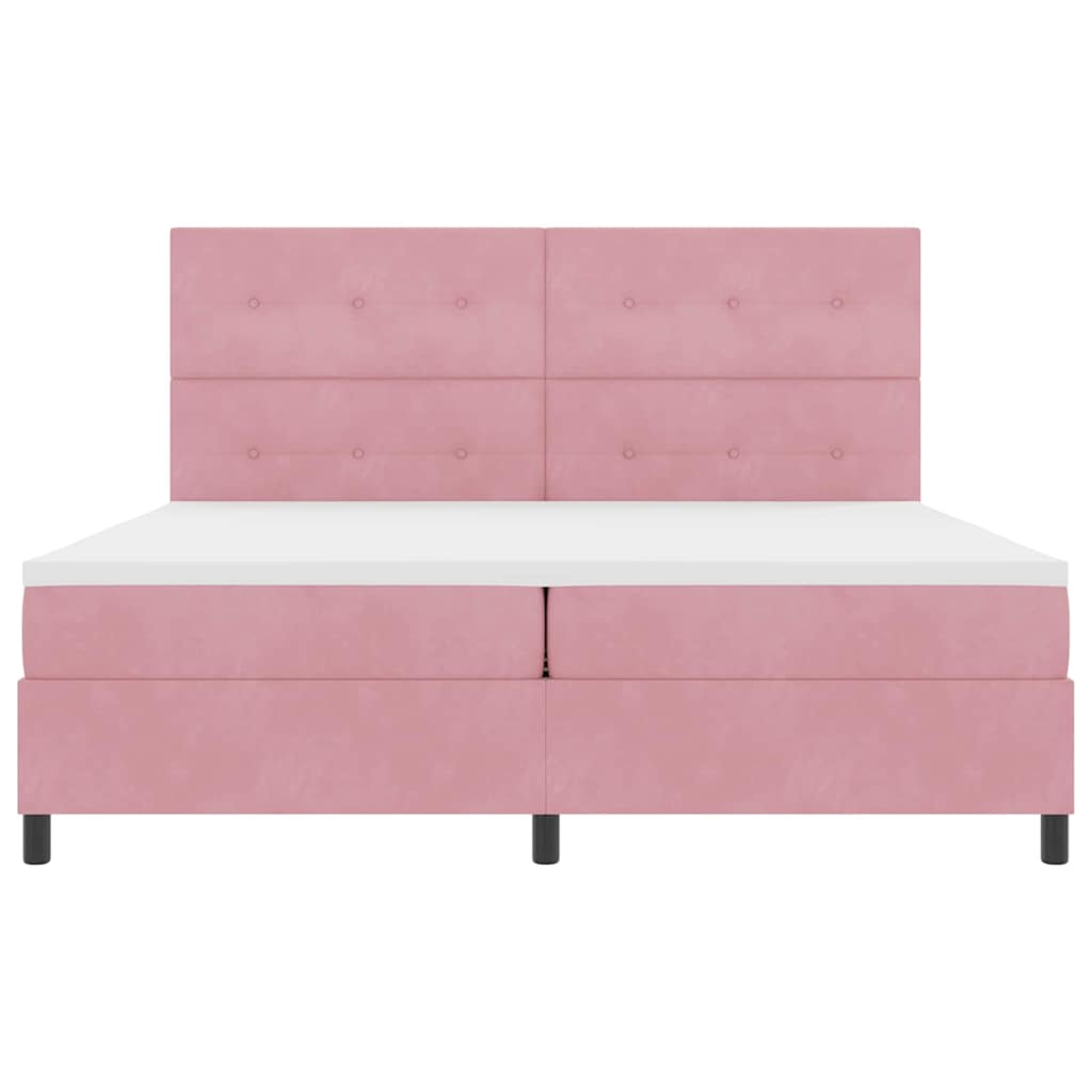 Letto a molle con testiera Rosa 200 x 200 cm Velluto | homemem39