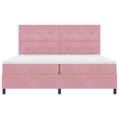 Letto a molle con testiera Rosa 200 x 200 cm Velluto | homemem39