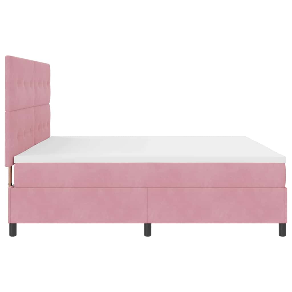 Letto a molle con testiera Rosa 200 x 200 cm Velluto | homemem39
