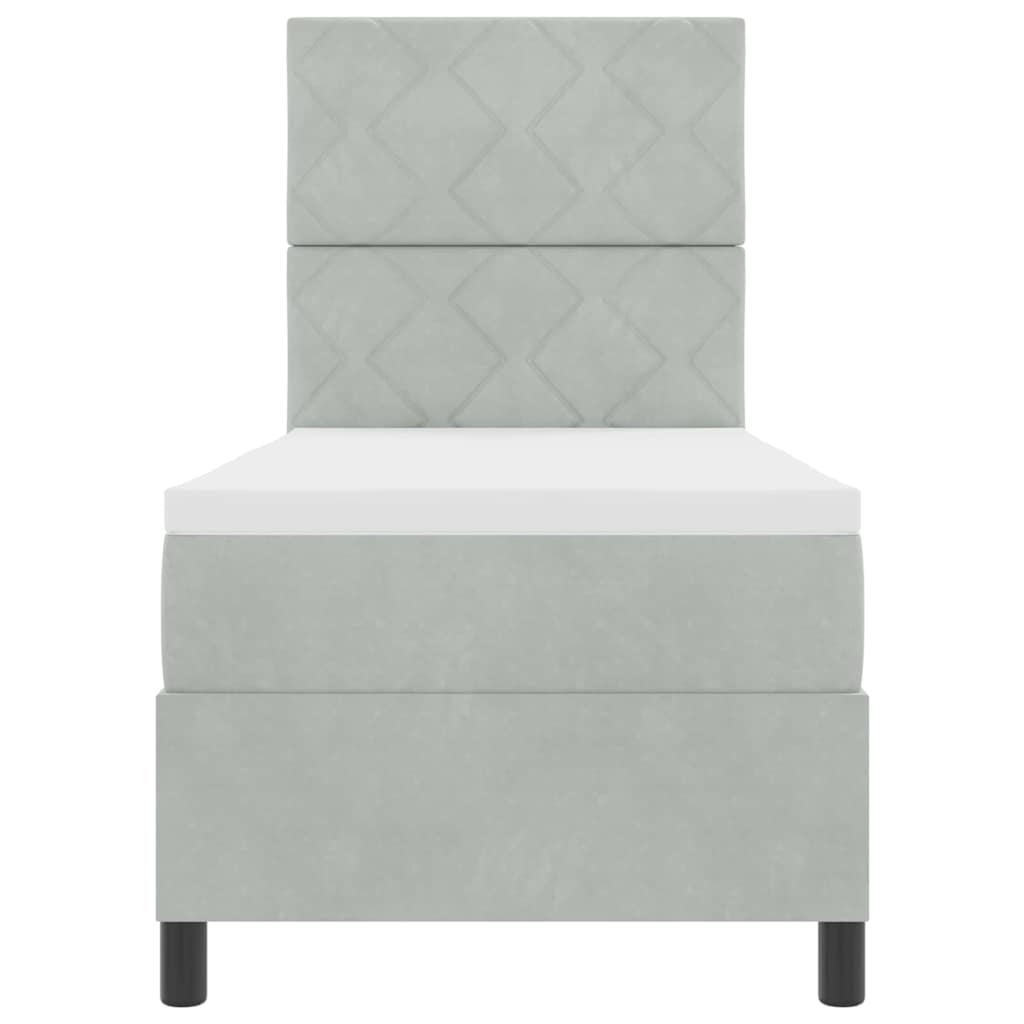 Letto a molle con testiera Grigio chiaro 80 x 200 cm Velluto | homemem39