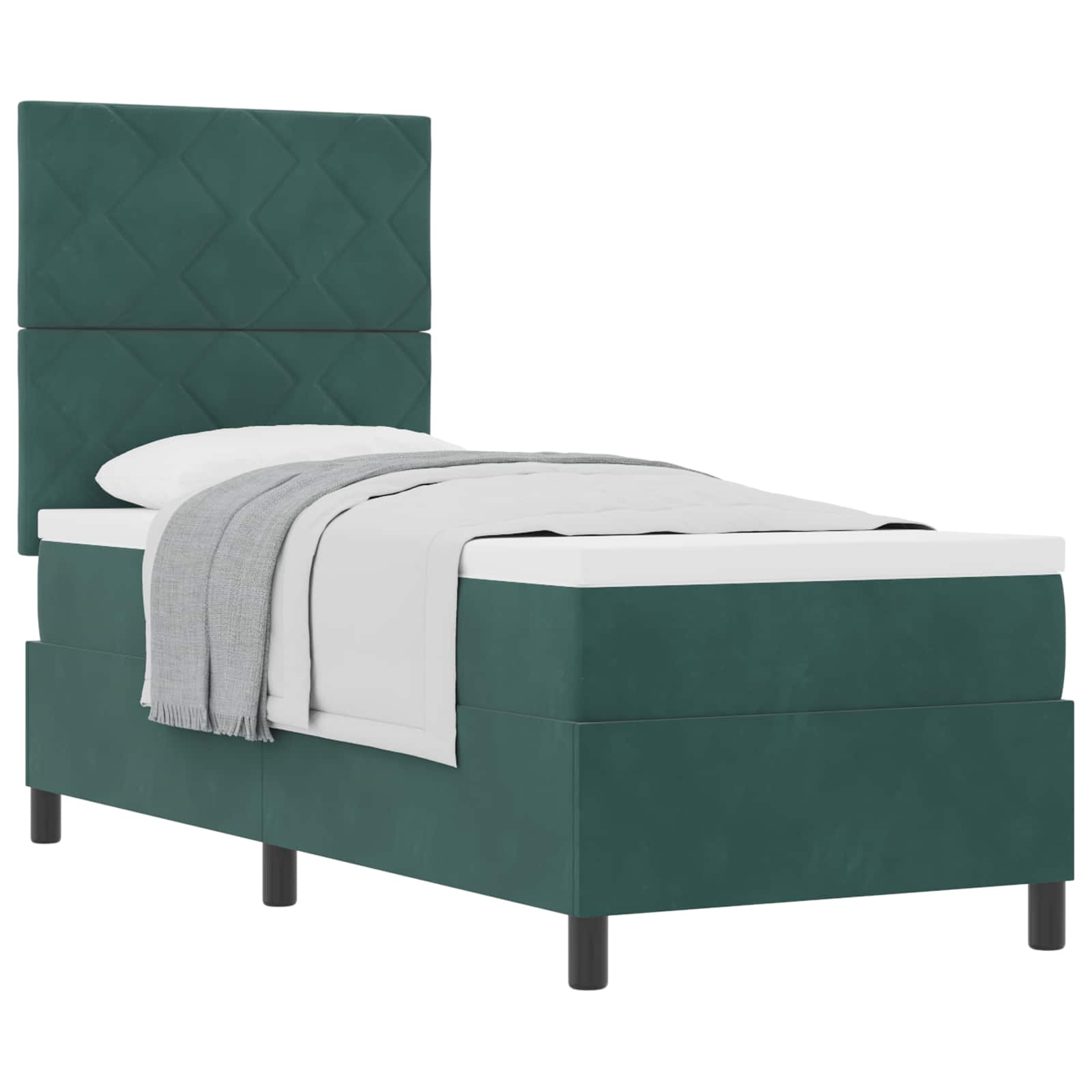 Letto a molle con testiera Verde Scuro 80 x 200 cm Velluto | homemem39