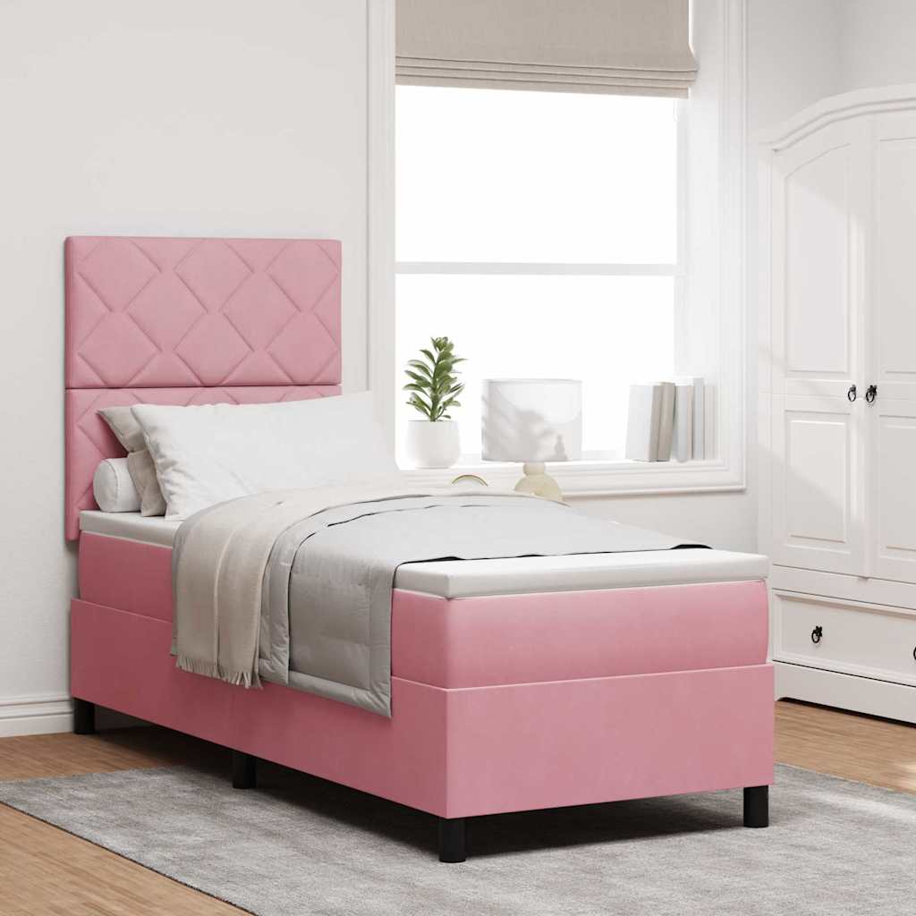 Letto a molle con testiera Rosa 80 x 200 cm Velluto | homemem39
