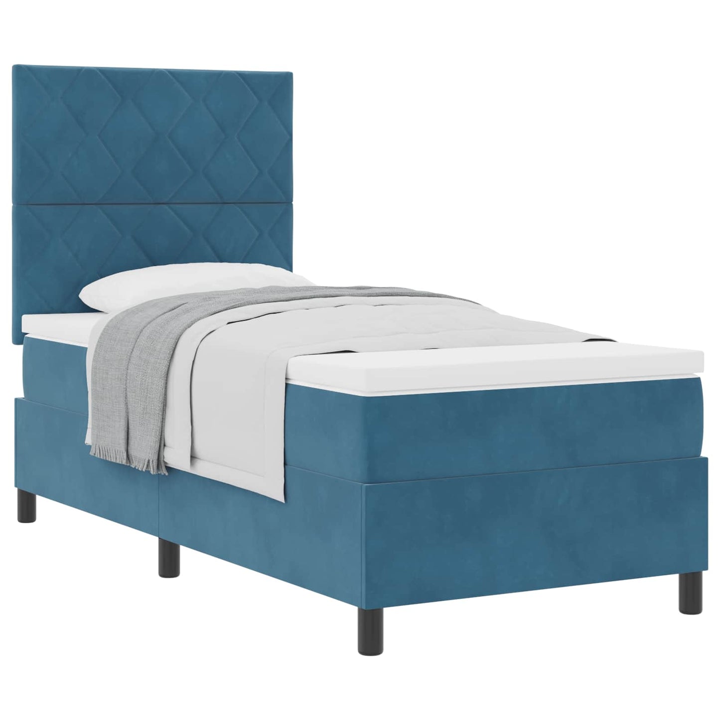 Letto a molle con testiera Blu Scuro 90 x 190 cm Velluto | homemem39