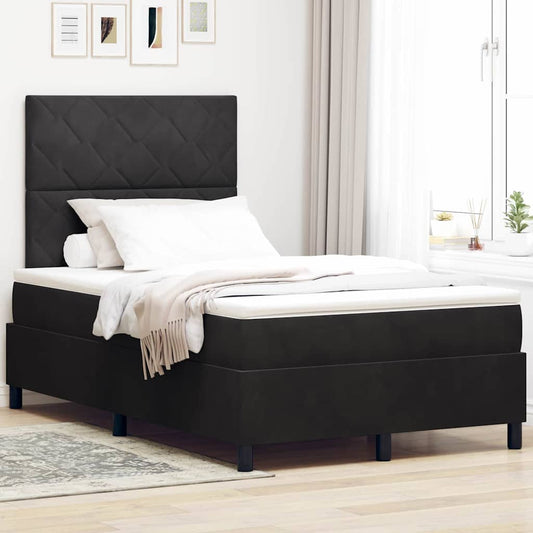 Letto a molle con materasso Nero 120 x 190 cm Velluto - homemem39