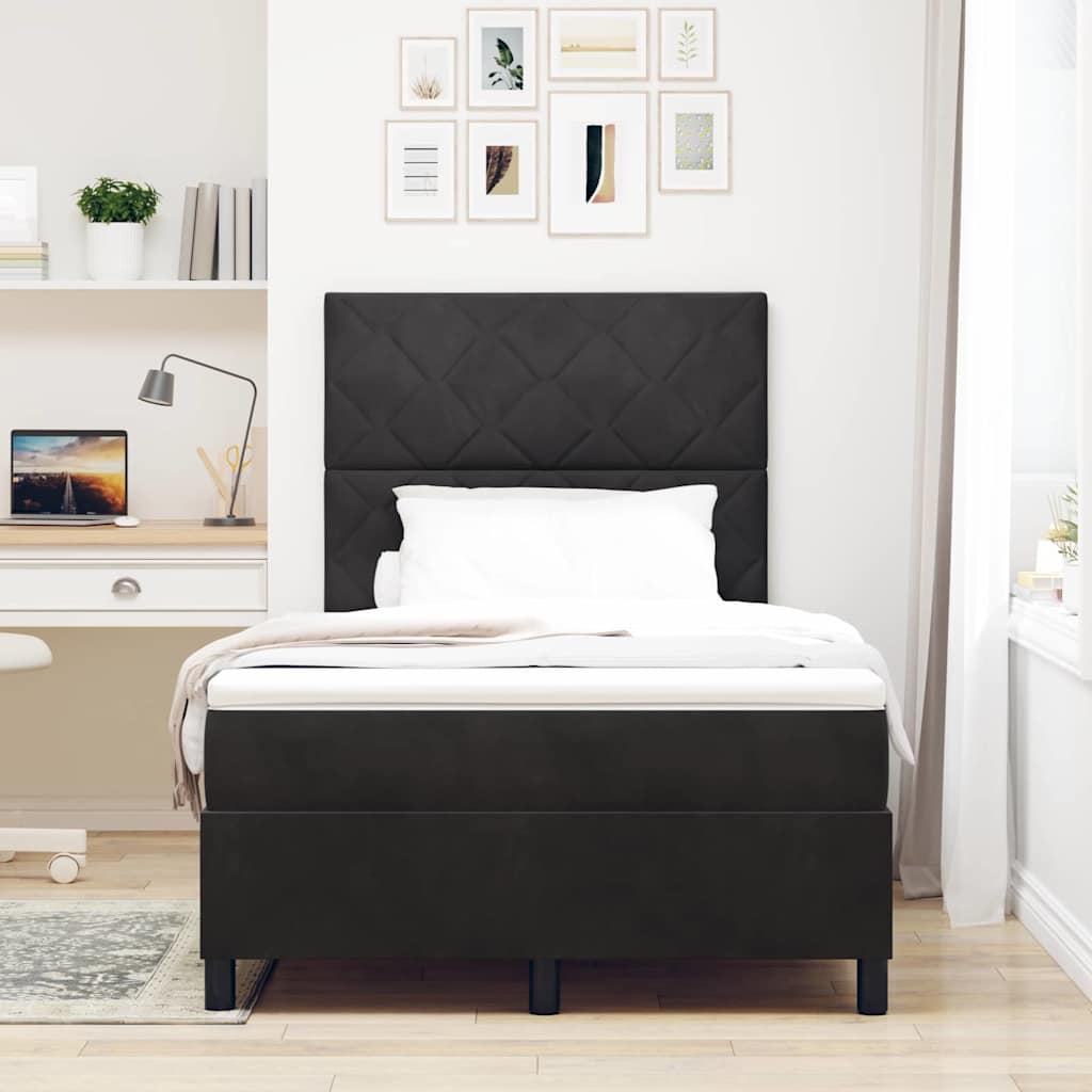 Letto a molle con materasso Nero 120 x 190 cm Velluto - homemem39