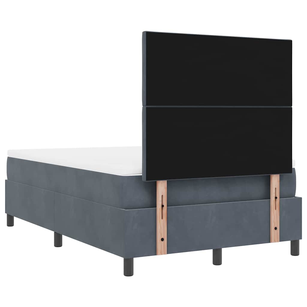 Letto a molle con materasso Grigio scuro 120 x 200 cm Velluto