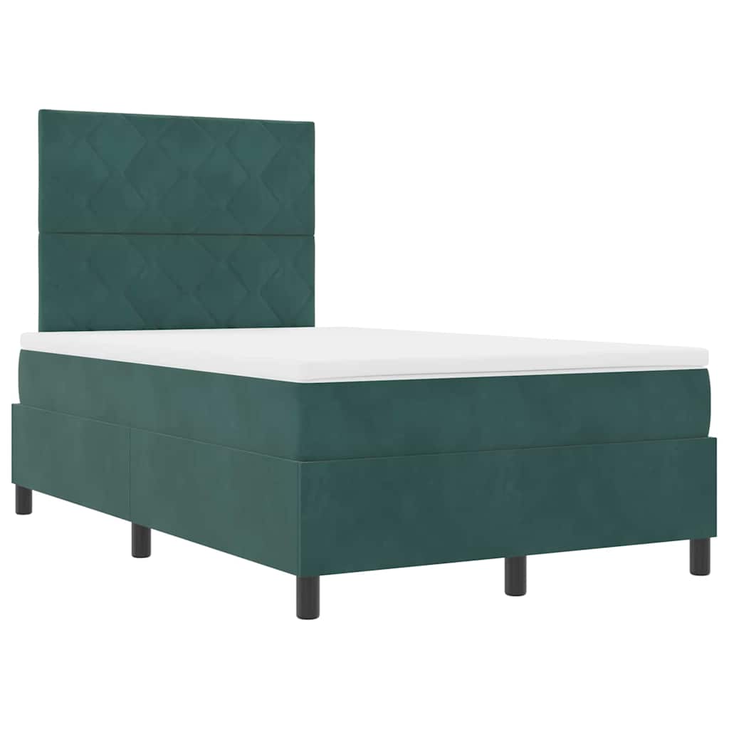 Letto a molle con materasso Verde scuro 120 x 200 cm Velluto