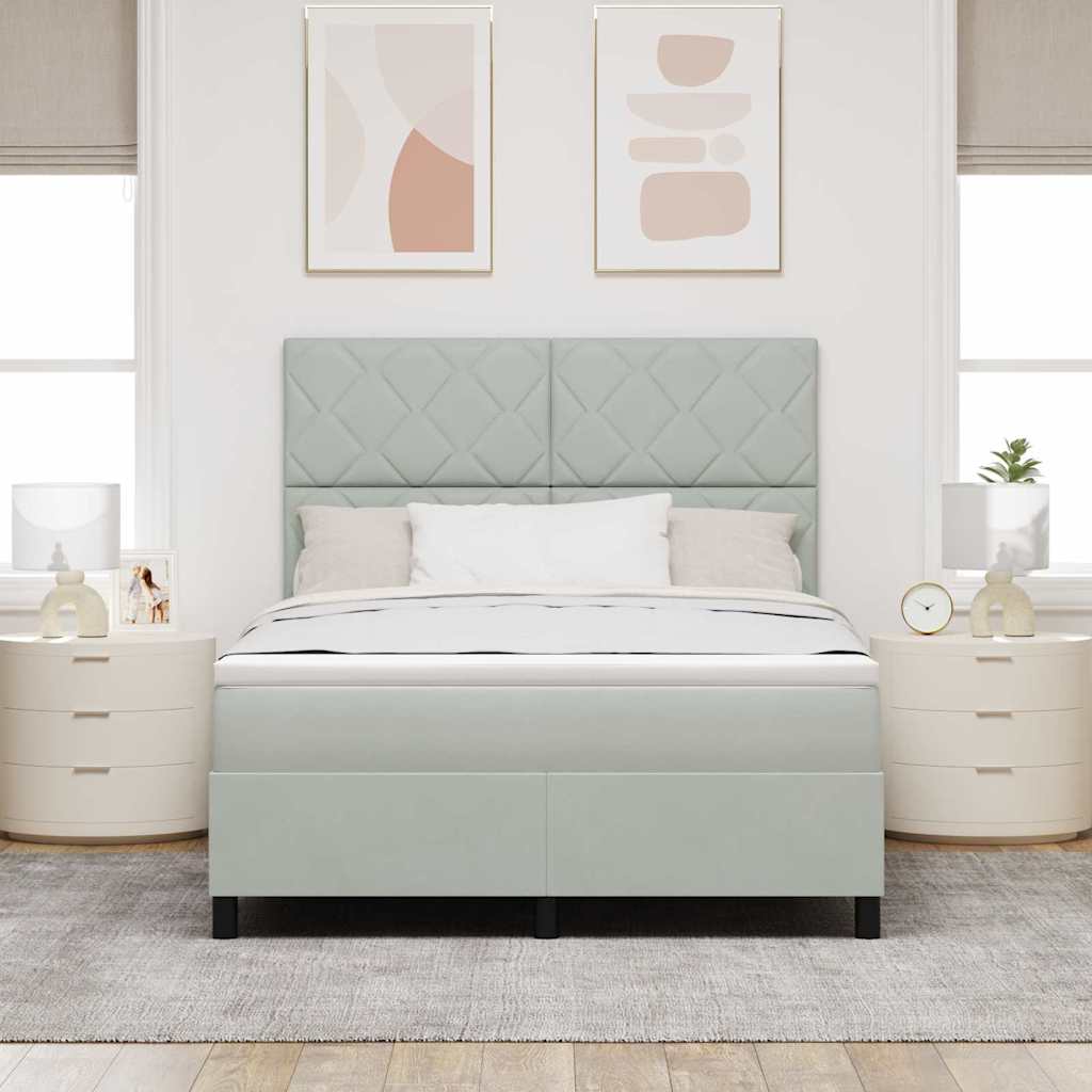 Letto a molle con testiera Grigio chiaro 140 x 190 cm Velluto | homemem39