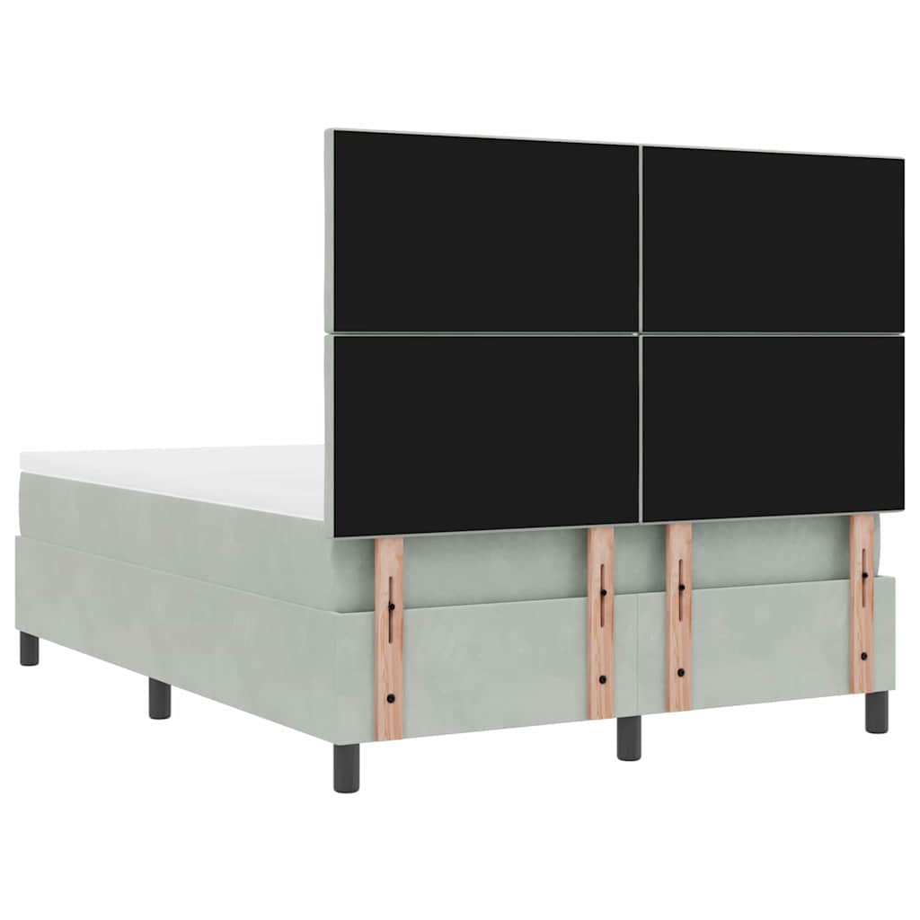 Letto a molle con testiera Grigio chiaro 140 x 190 cm Velluto | homemem39