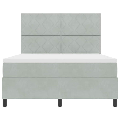 Letto a molle con testiera Grigio chiaro 140 x 190 cm Velluto | homemem39