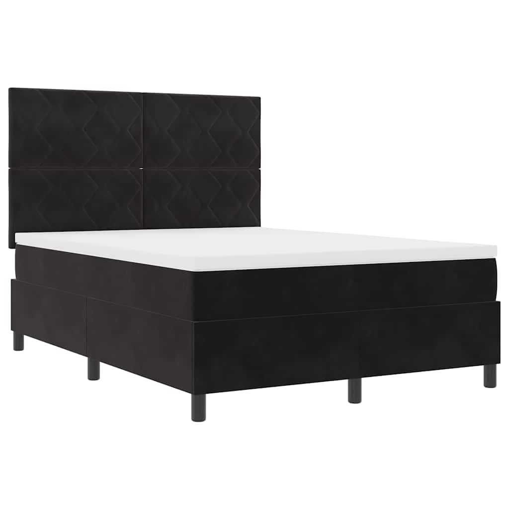 Letto a molle con testiera Nero 160 x 200 cm Velluto | homemem39