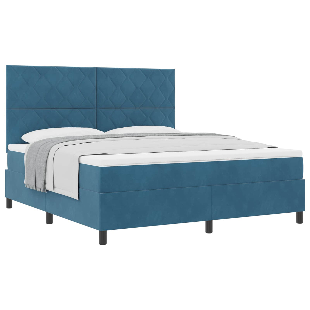 Letto a molle con testiera Blu Scuro 180 x 200 cm Velluto