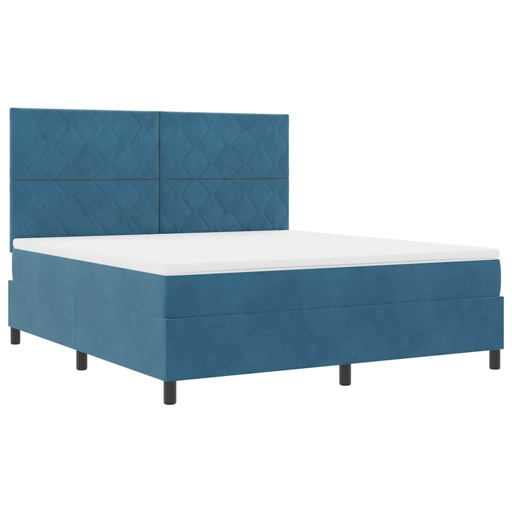 Letto a molle con testiera Blu Scuro 180 x 200 cm Velluto | homemem39