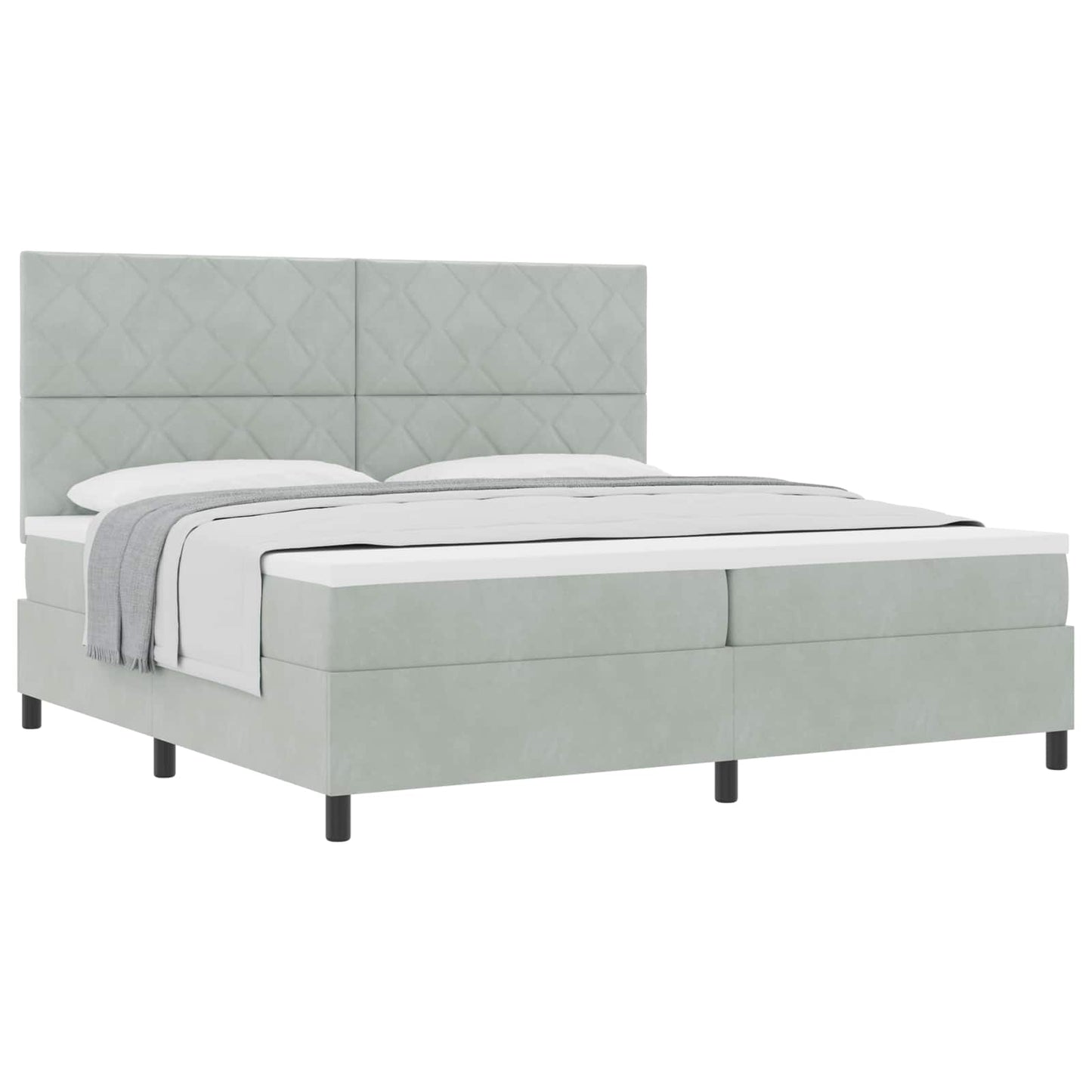 Letto a molle con materasso Grigio chiaro 200 x 200 cm Tessuto