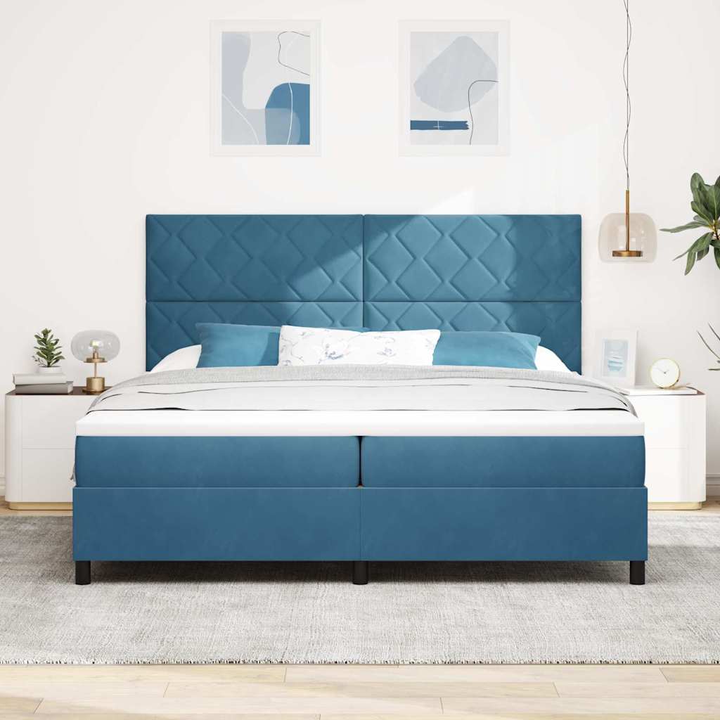 Letto a molle con testiera Blu Scuro 200 x 200 cm Velluto | homemem39