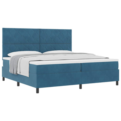 Letto a molle con testiera Blu Scuro 200 x 200 cm Velluto | homemem39