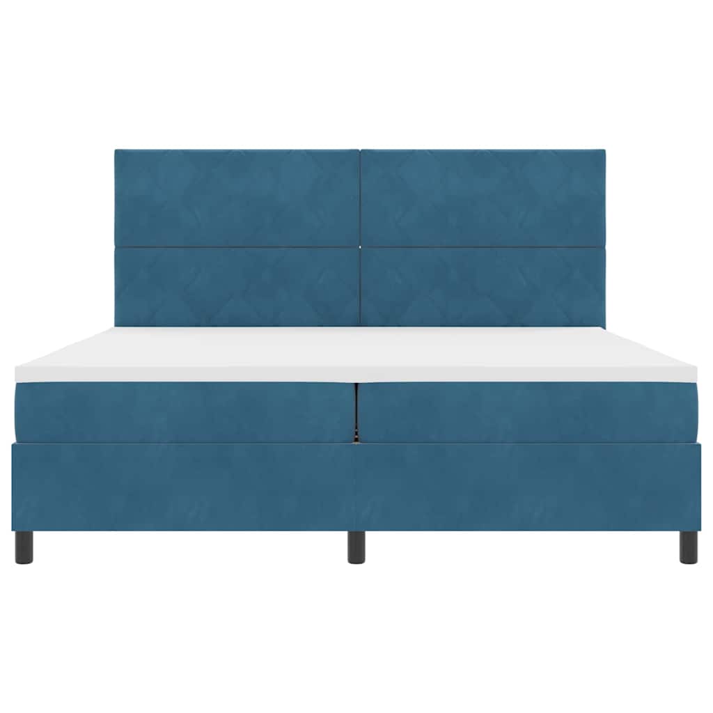 Letto a molle con testiera Blu Scuro 200 x 200 cm Velluto | homemem39