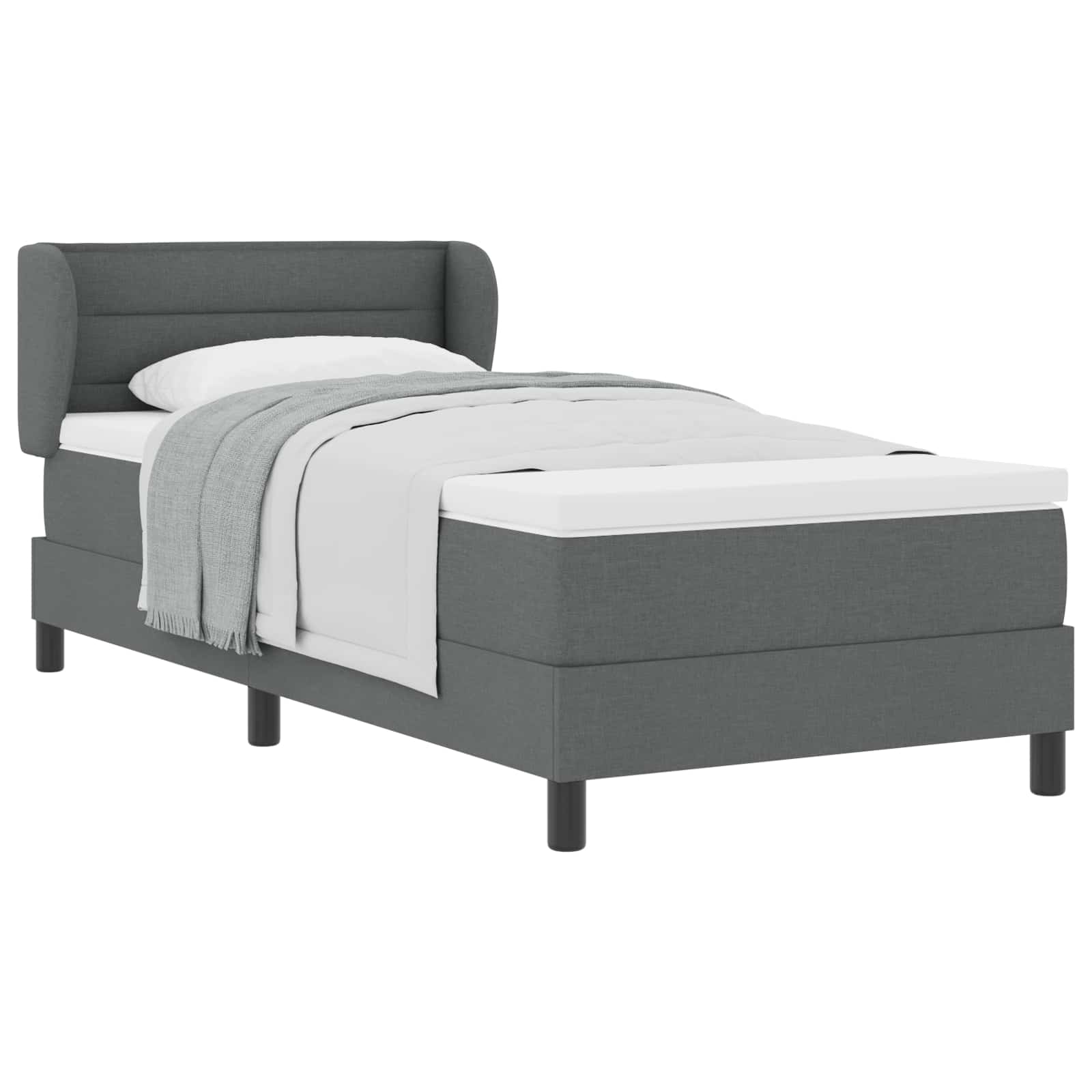 Letto a molle con materasso Grigio scuro 80 x 200 cm Tessuto | homemem39