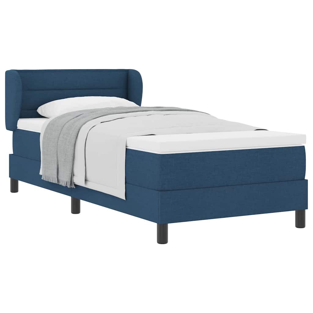 Letto box spring con materasso Blu 90 x 190 cm Tessuto