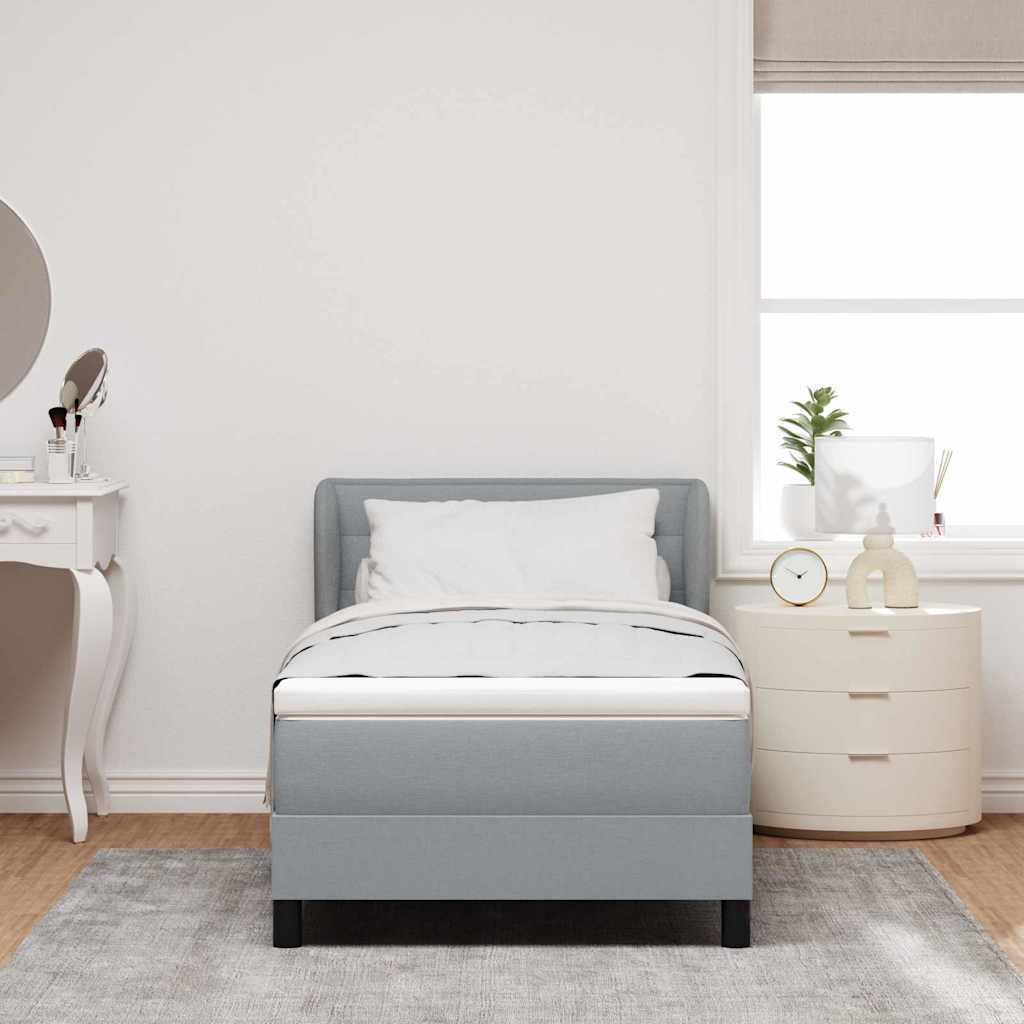 Letto box spring con materasso Grigio chiaro 90 x 200 cm