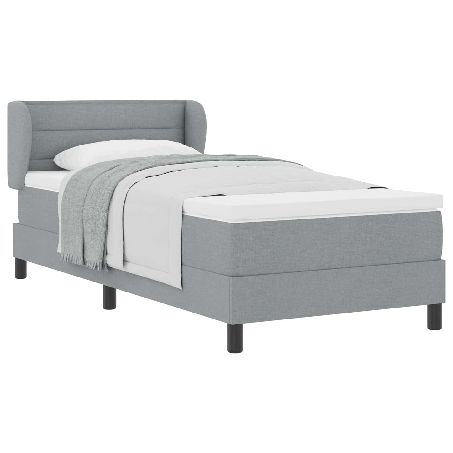 Letto a molle con materasso Grigio chiaro 90 x 200 cm Tessuto