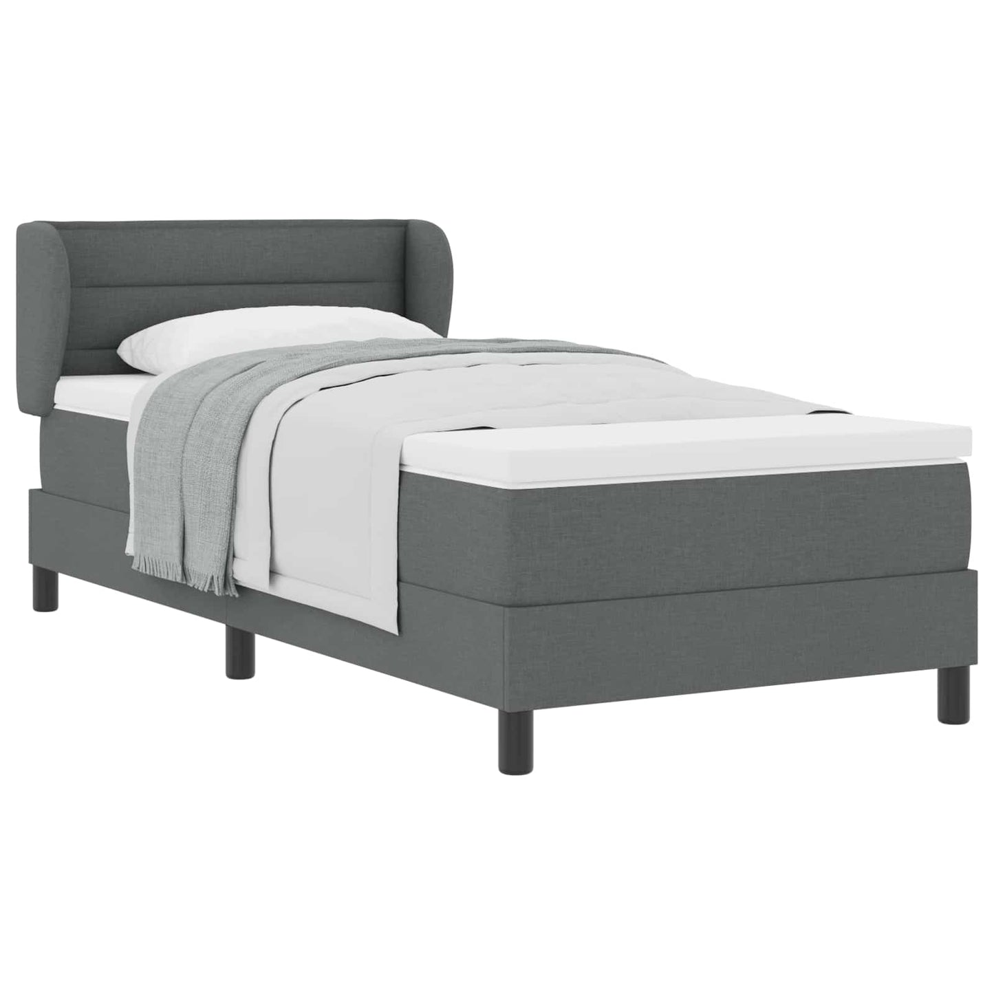 Letto a molle con materasso Grigio scuro 90 x 200 cm Tessuto | homemem39