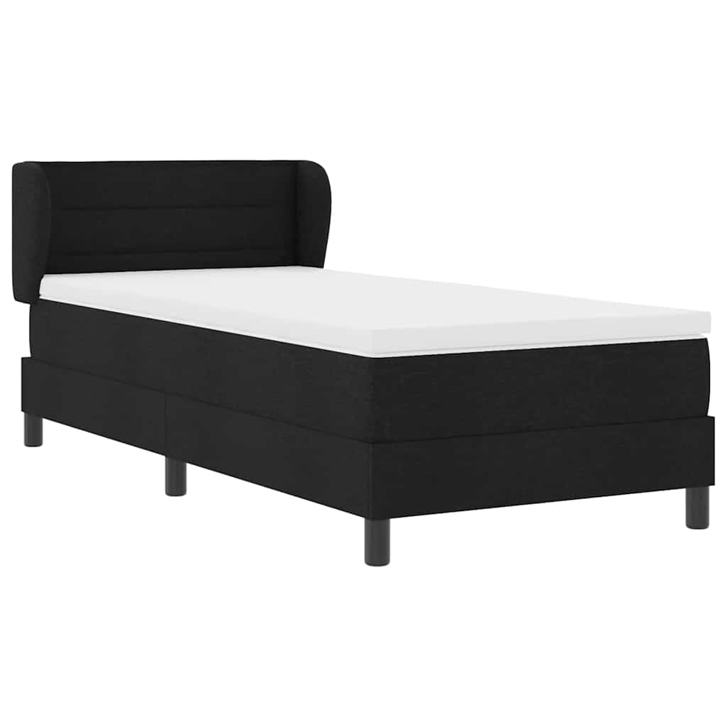Letto a molle con materasso Nero 90 x 200 cm Tessuto