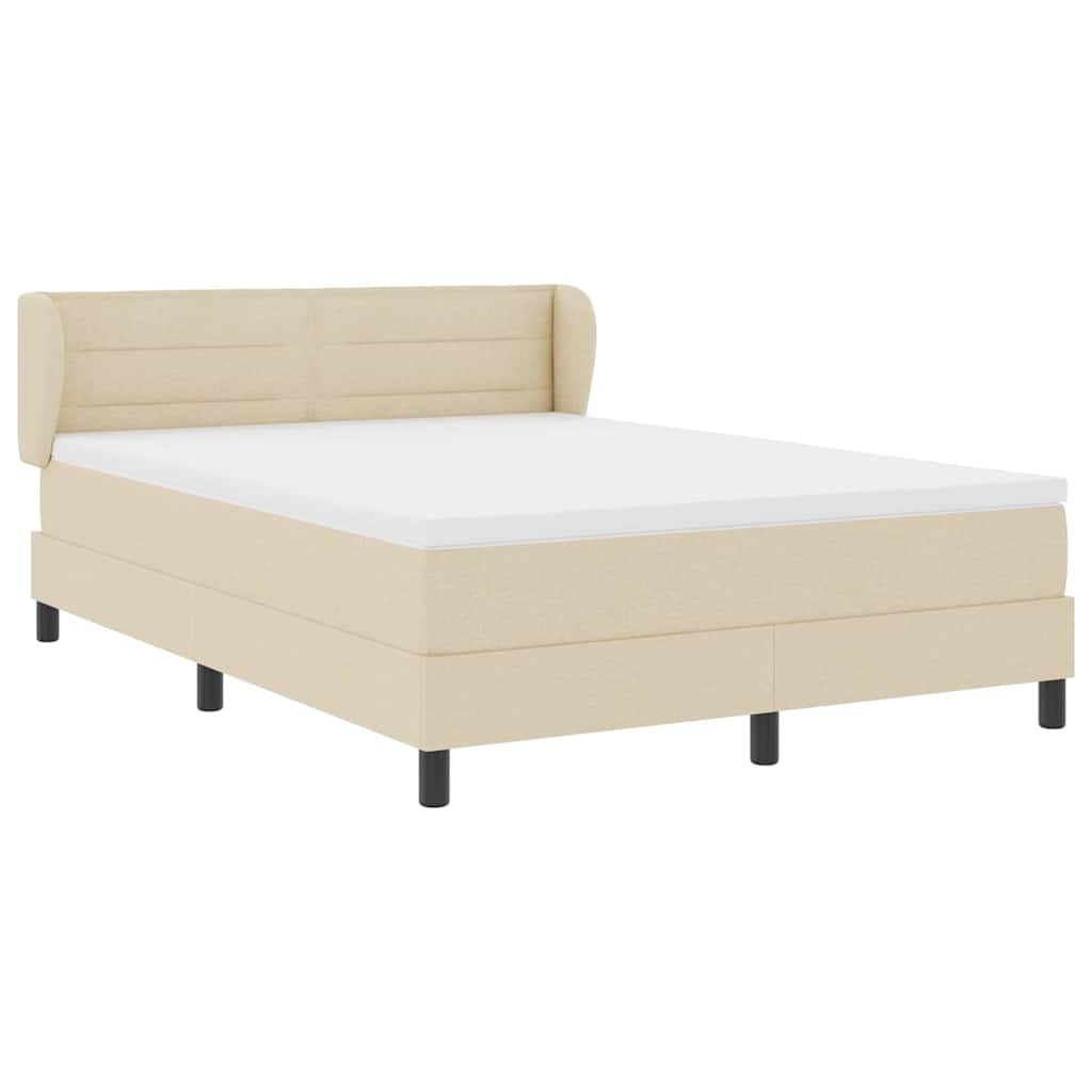 Letto a molle con materasso Crema 140 x 190 cm Tessuto | homemem39