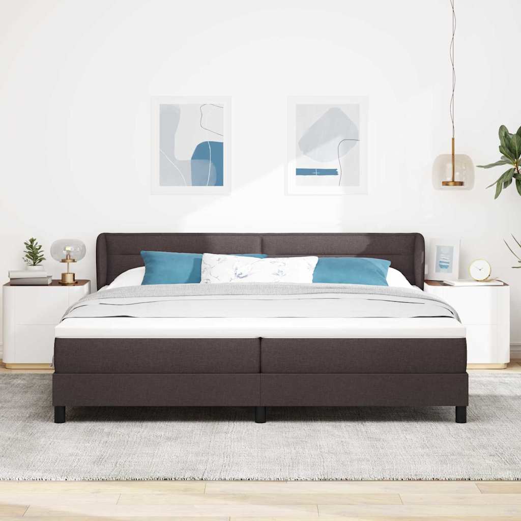 Letto a molle con materasso Marrone Scuro 200 x 200 cm Tessuto | homemem39