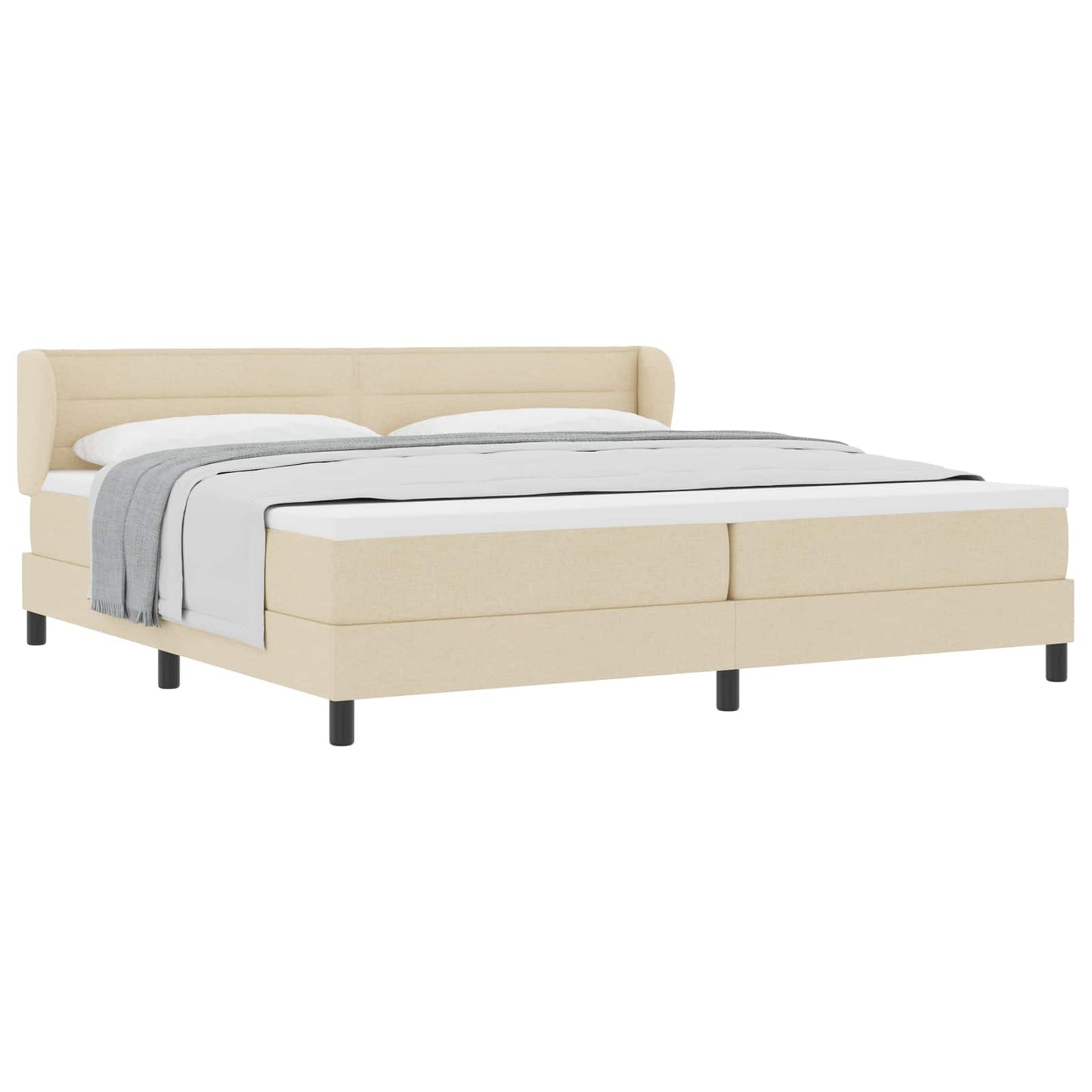 Letto a molle con materasso Crema 200 x 200 cm Tessuto