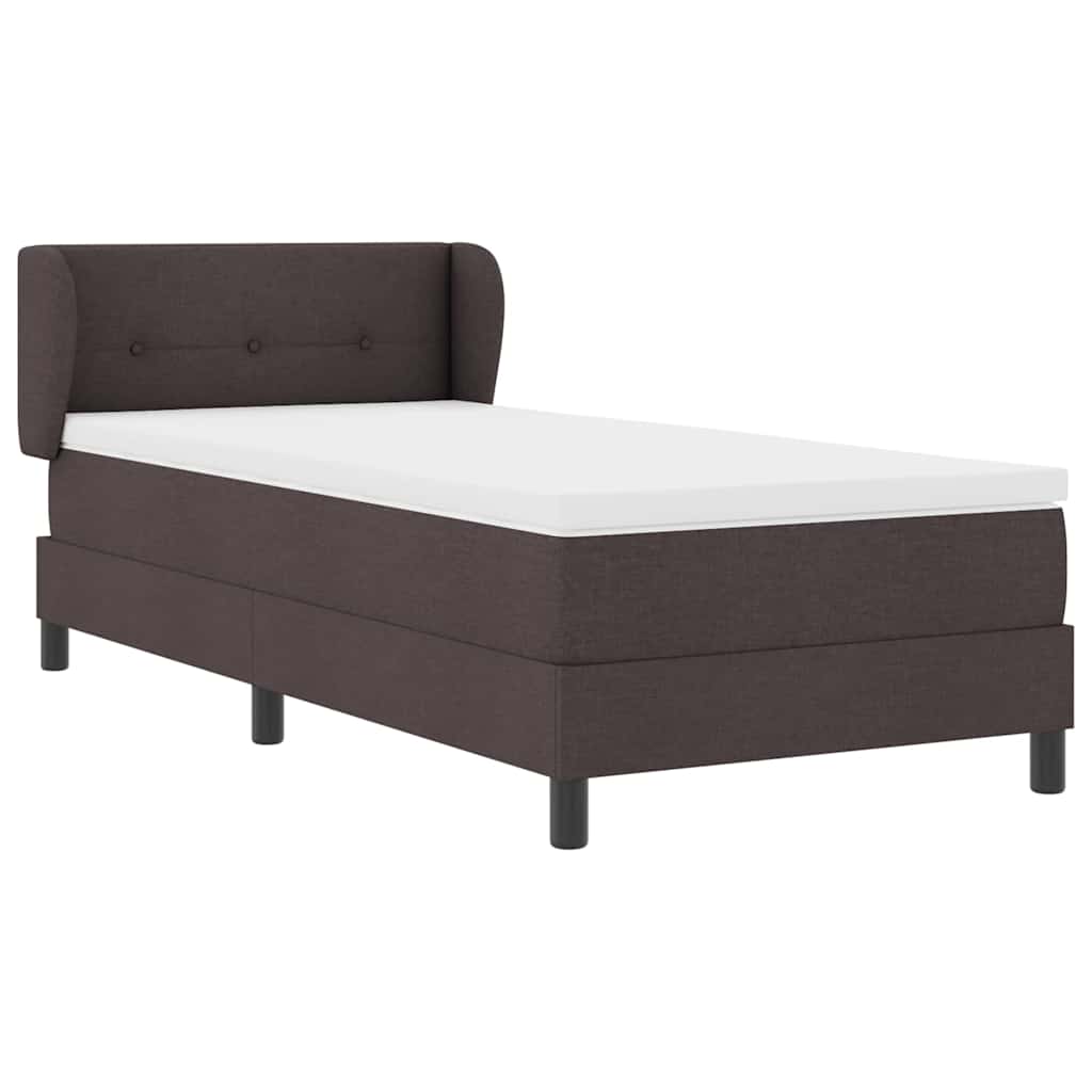 Letto box spring con materasso Marrone scuro 80 x 200 cm