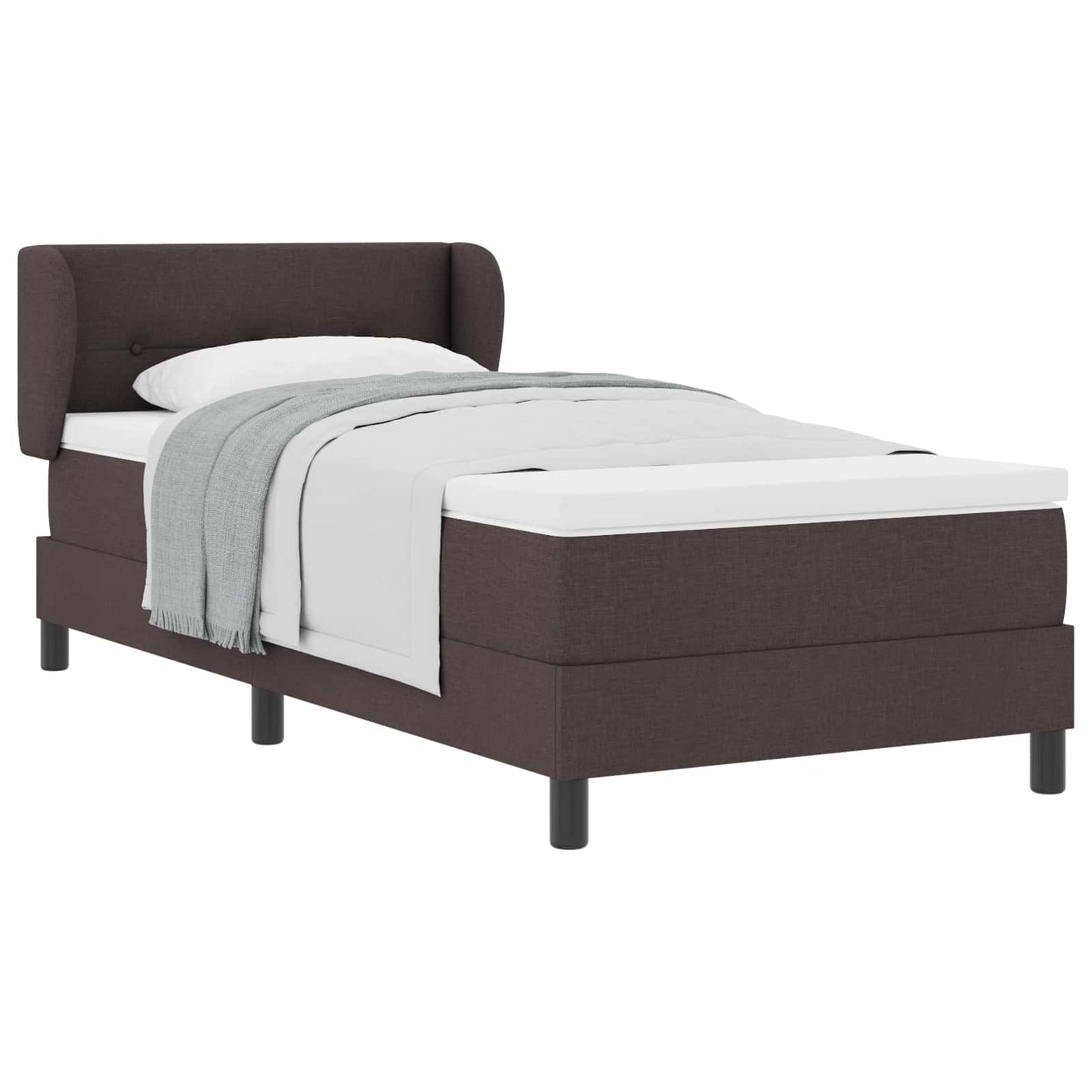 Letto a molle con testiera Marrone Scuro 90 x 190 cm Tessuto | homemem39